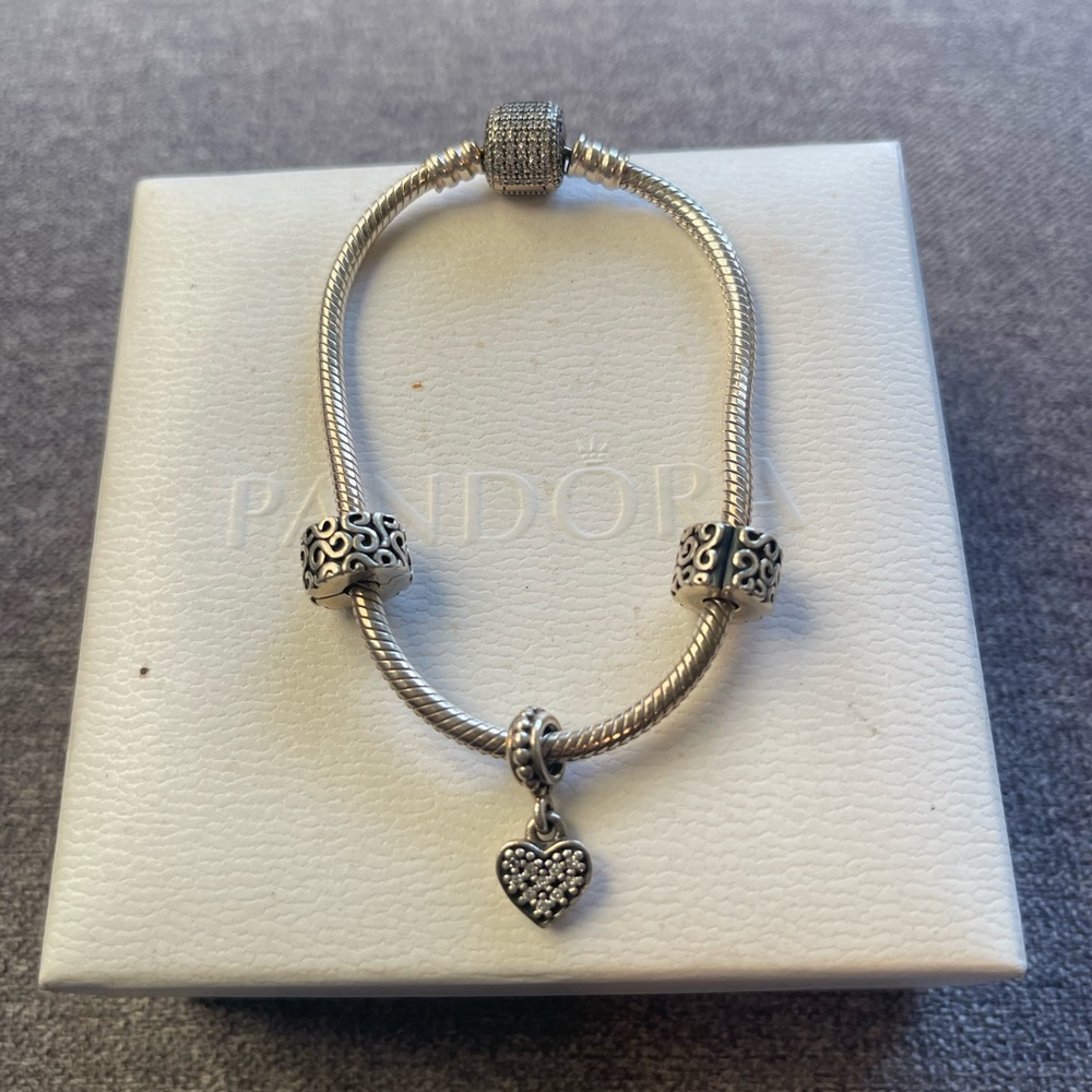 Pandora bracelet with a heart charm